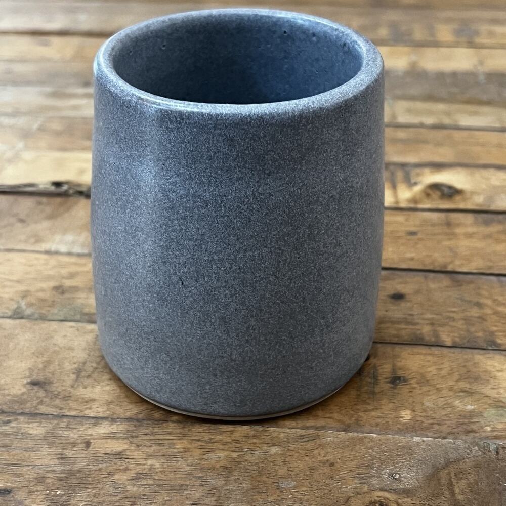 Tumbler Cup or Vase 4" Tall Stoneware Gray Blue Speckled Glazed